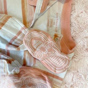 Burts Bee's Pastel Orange Striped Footie